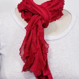 Red Flutter Scarf Lightweight Women Accessory M…